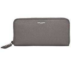 Saint Laurent Fog Grey Leather Rive Gauche Zip Around Wallet with Dust Bag 7