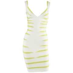 Herve Leger White and Green Bandage Dress - S 3