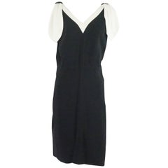 Valentino Black and Ivory Sleeveless Bow Dress - 10