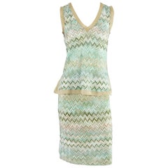Missoni Aqua and Beige Knit Top and Skirt - 42 2