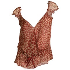 Yves Saint Laurent by Tom Ford Lips Print Sleeveless Top w Drawstring Waist 1
