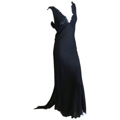 Gucci By Tom Ford 2004 Long Black Silk Chiffon Backless Evening Dress 8
