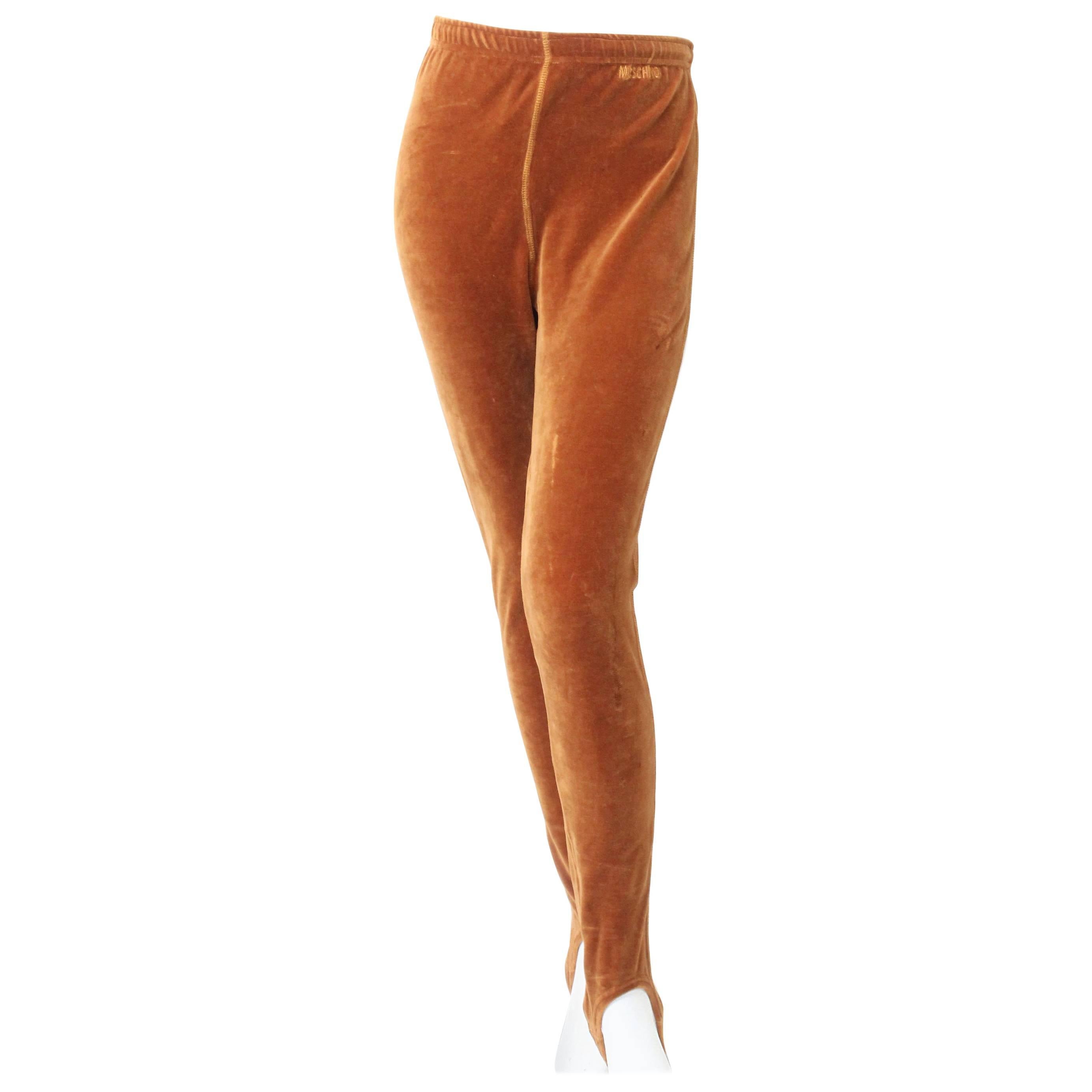 1980s Moschino Velour Stirrup Pants For Sale