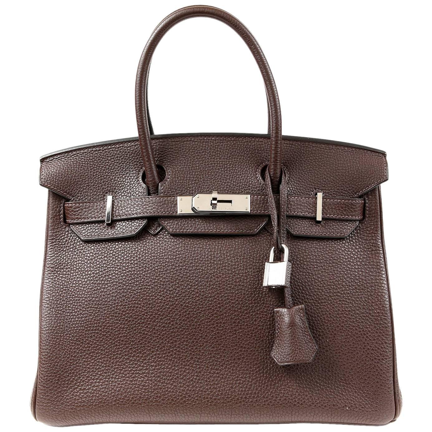 Hermès Chocolate Togo 30 cm Birkin Bag with Palladium HW