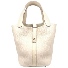Hermes Picotin PM Craie Taurillon Clemence Leather Bucket Bag