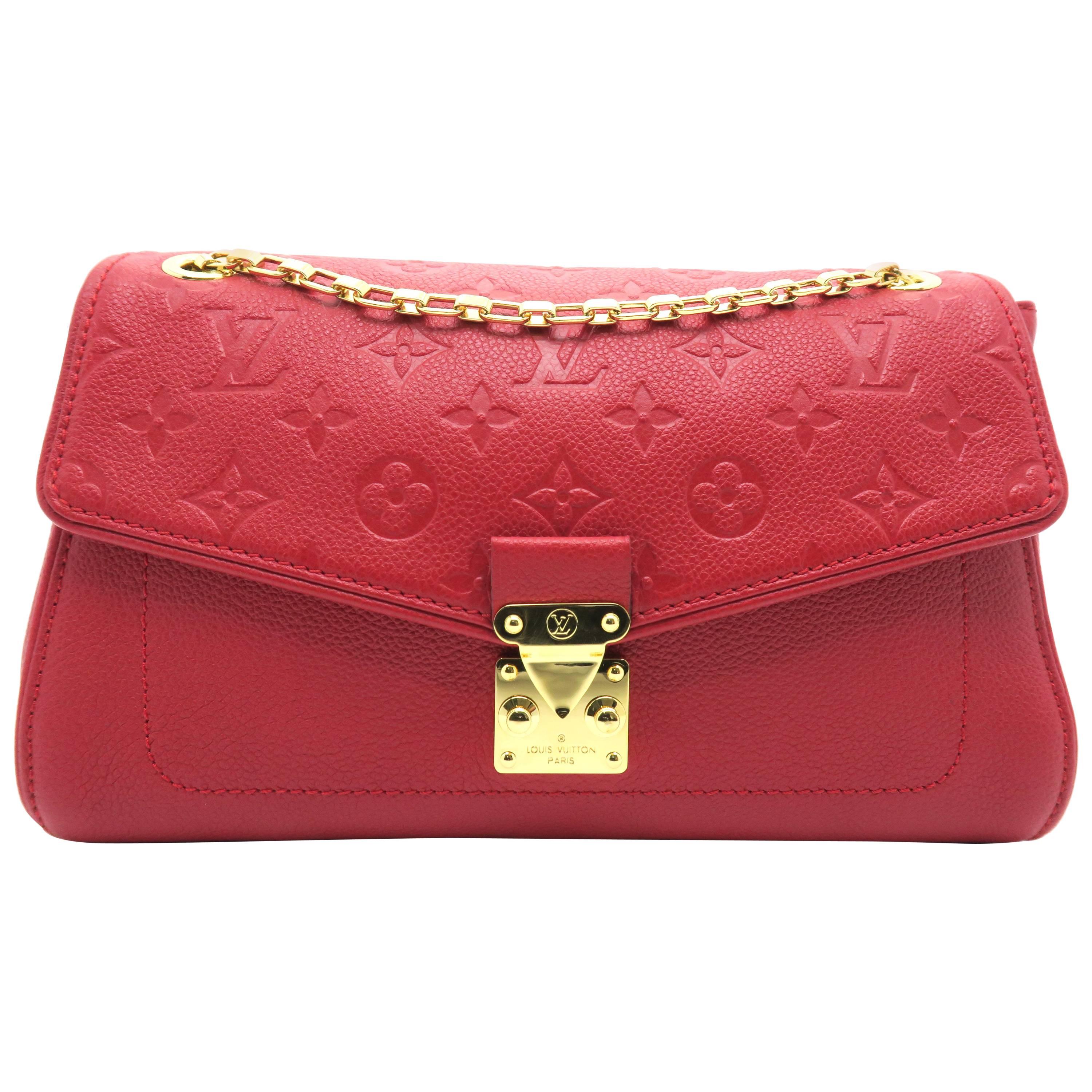 Louis Vuitton Saint-Germain PM Red Monogram Empreinte Chain Shoulder Flap Bag