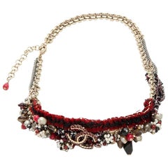 CHANEL "Paris-Bombay" Belt in Red Tweed, CC, Glass Pearls and Rhinestones 7