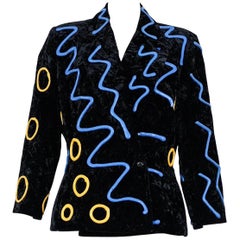 Retro 1980s KANSAI YAMAMOTO  rubber patterned velvet jacket