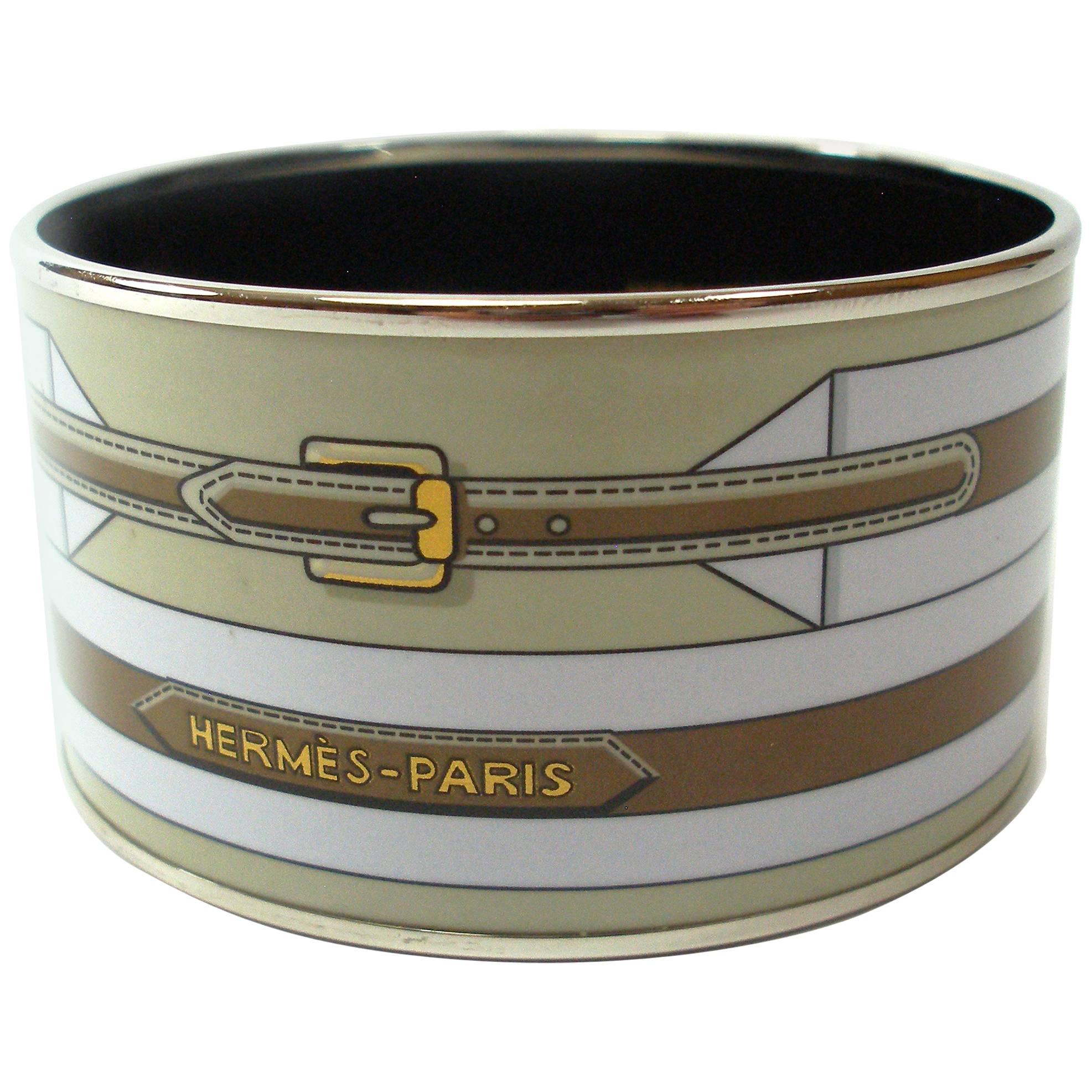 Hermes Les Ceintures Enamel Bracelet Large size 6.5 cm / BRAND NEW 