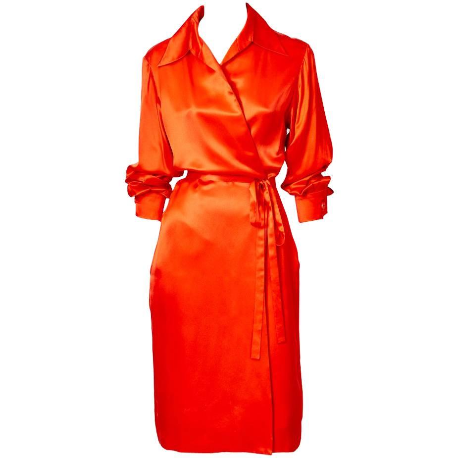 Yves Saint Laurent Silk Charmeuse Wrap Dress
