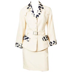 Thierry Muglar Iconic Skirt Suit With Leopard Detail