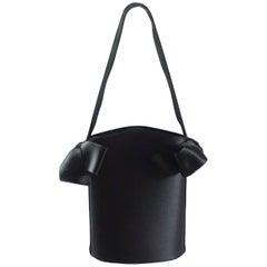 Renaud Pellegrino Black Satin Bow Top Handle Bag