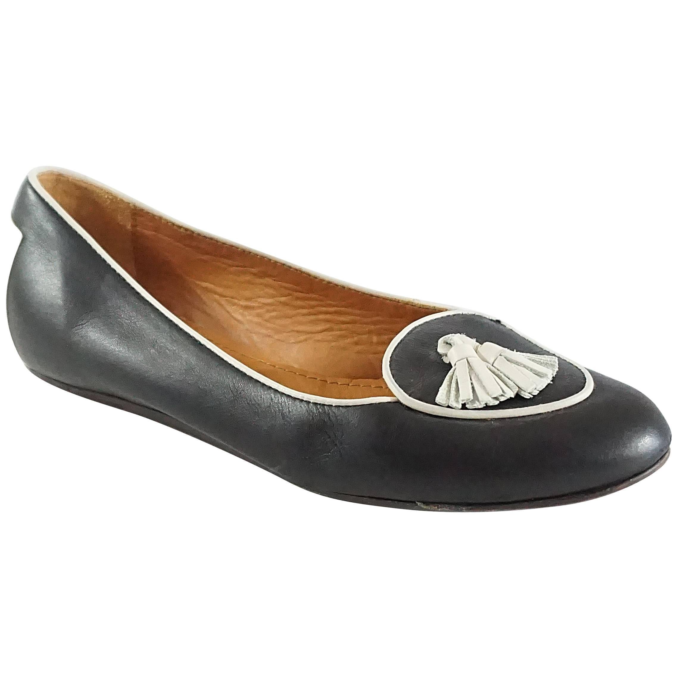 Lanvin Black and Ivory Tassel Loafers - 37.5