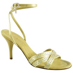 Chanel Yellow Satin and Rhinestone Sandals – 38