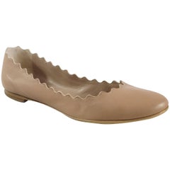 Chloe Dusty Rose Leather Scalloped Flats – 39 2