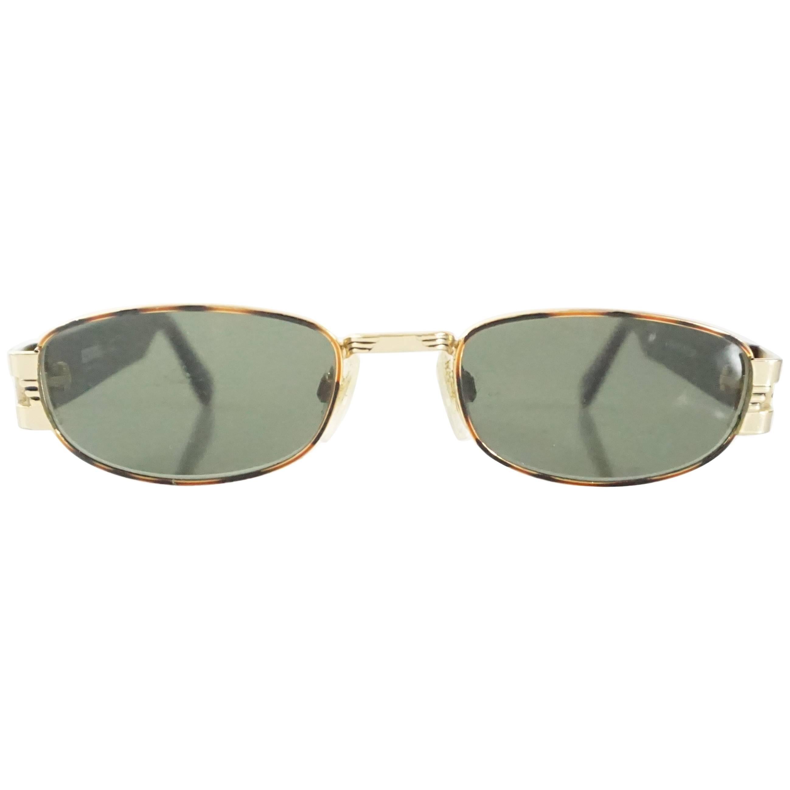 Versus Versace Brown & Gold Tortoise Print Sunglasses