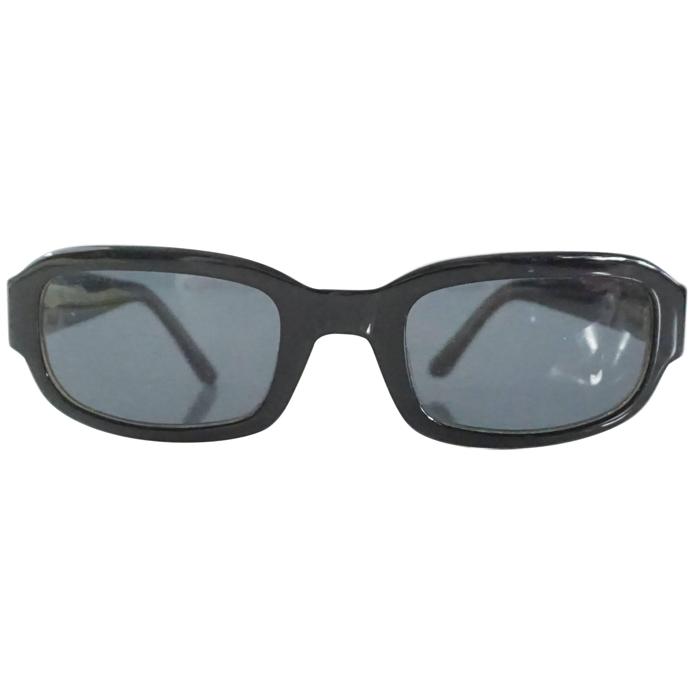 Bvlgari Black and Green Rectangular Sunglasses