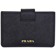 Prada Black Saffiano Leather Accordion Card Case