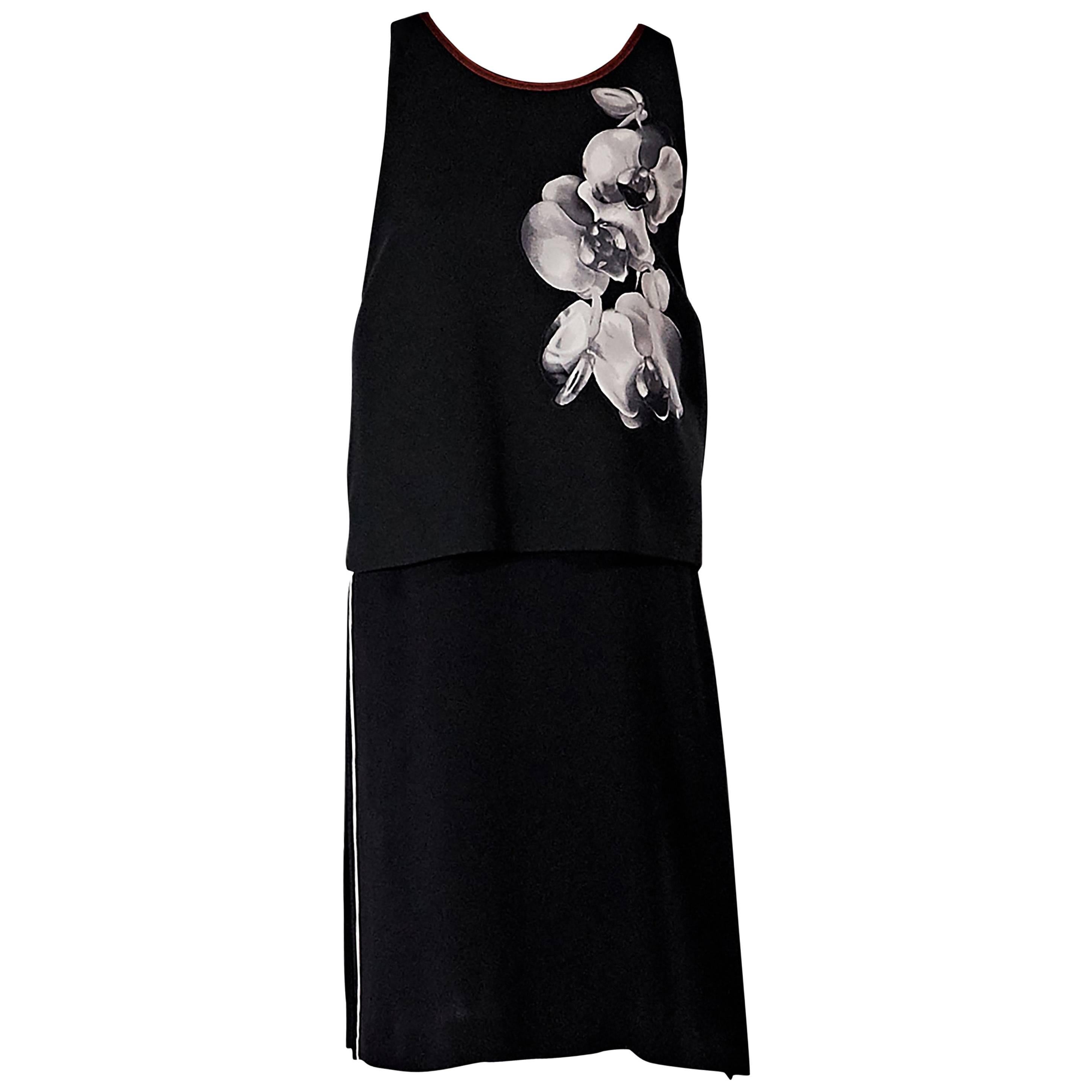 Black Fendi Floral-Printed Overlay Dress