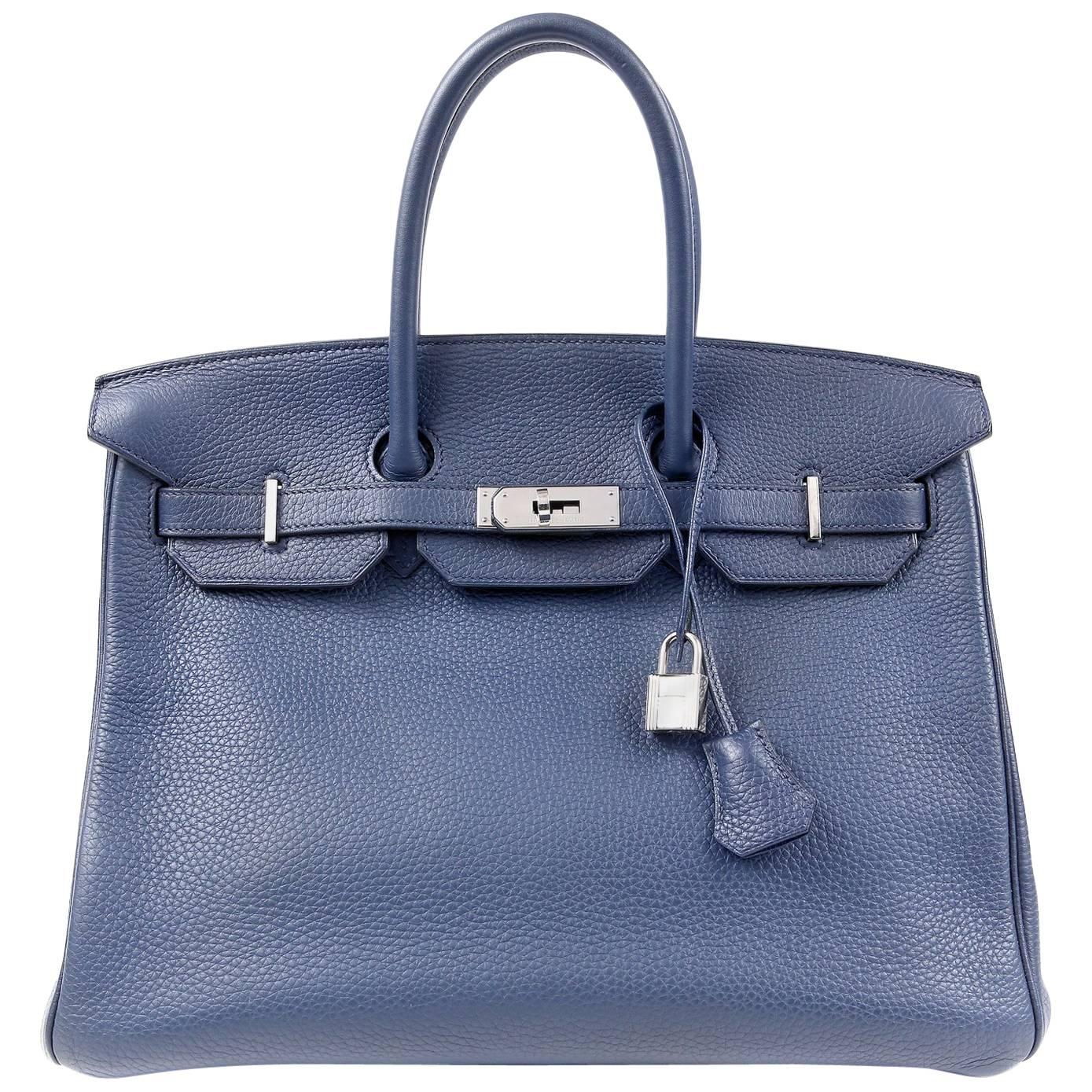 Hermès Indigo Blue Togo 35 cm Birkin Bag PHW