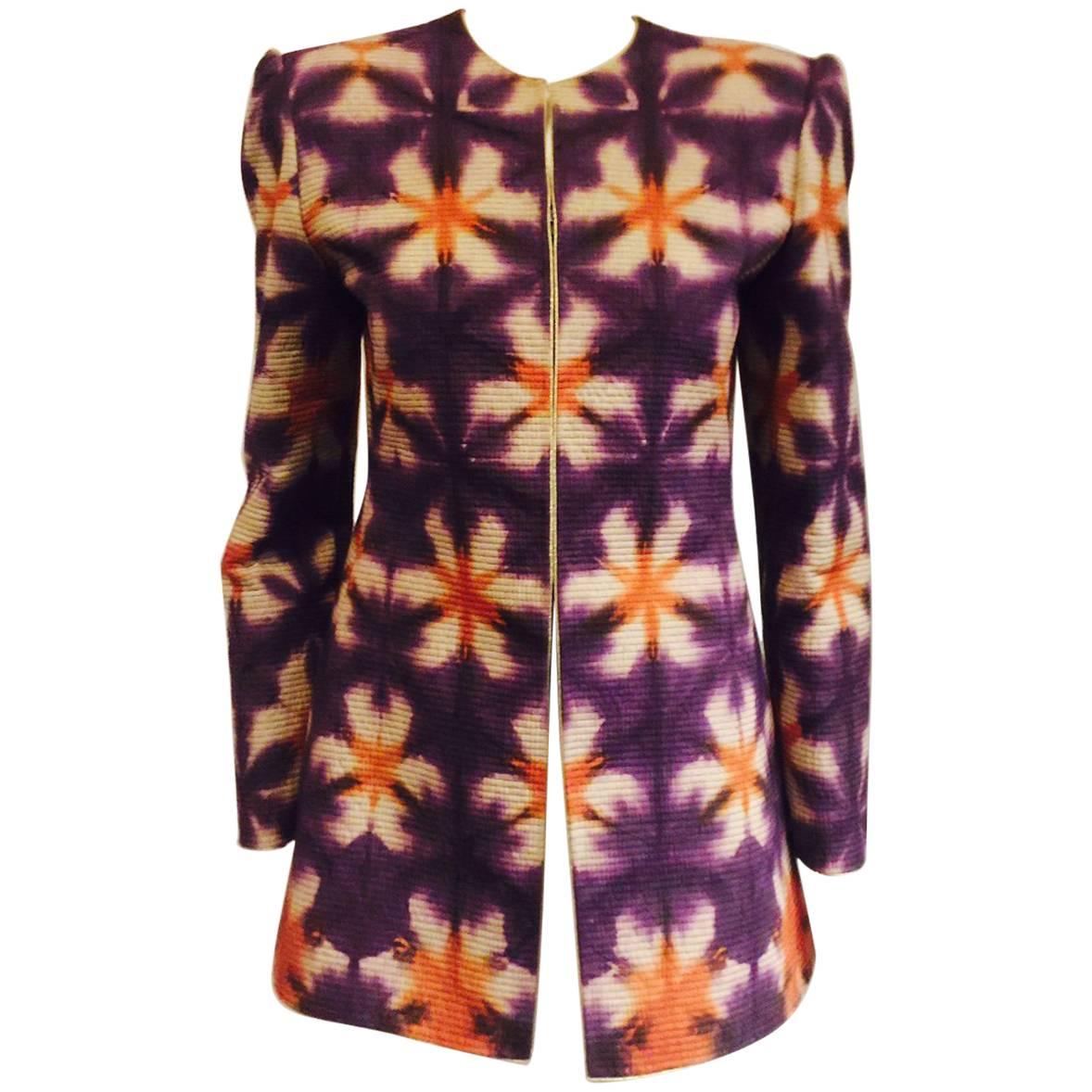 Mary McFadden's Purple/Orange and Beige Collarless Jacket 