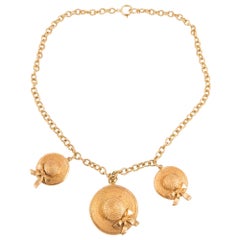 1980s Iconic Chanel Runaway Straw Hats Necklace