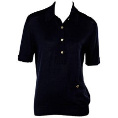Navy Blue Vintage Chanel Knit Polo