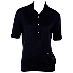 Navy Blue Vintage Chanel Knit Polo 9
