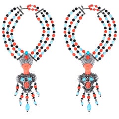Extravagant Moans Deco Figural Neckpiece with Matching Earrings 7