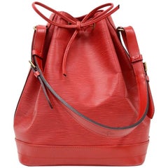 Vintage Louis Vuitton Noe Large Red Epi Leather Shoulder Bag 