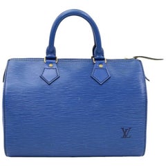 Vintage Louis Vuitton Speedy 25 Blue Epi Leather City Hand Bag 