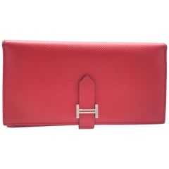 Hermes Red / Rouge Vif Epsom Leather Long Wallet