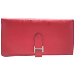 Hermes Red / Rouge Vif Epsom Leather Long Wallet