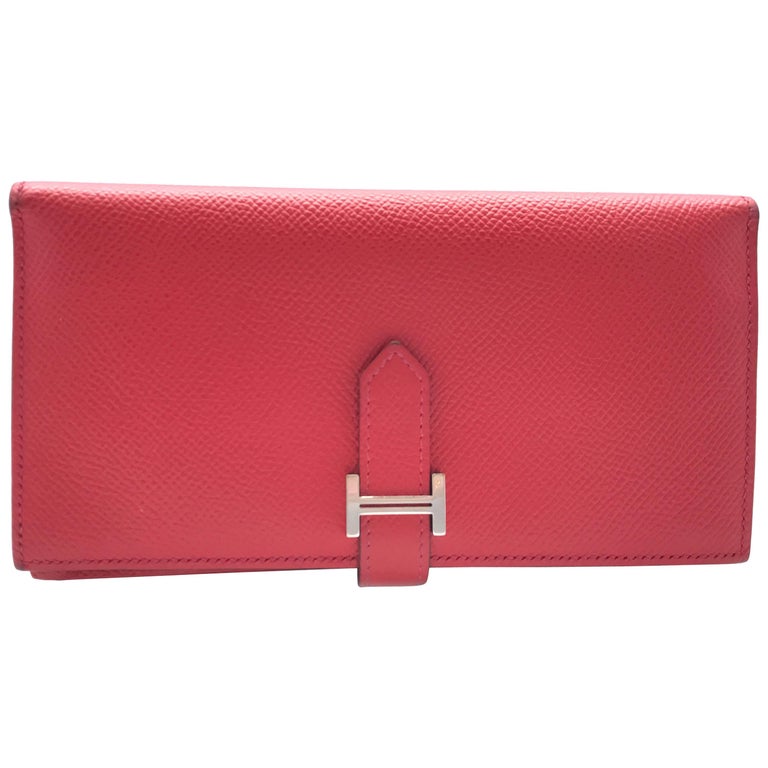 Hermes Red / Rouge Vif Epsom Leather Long Wallet For Sale at 1stDibs