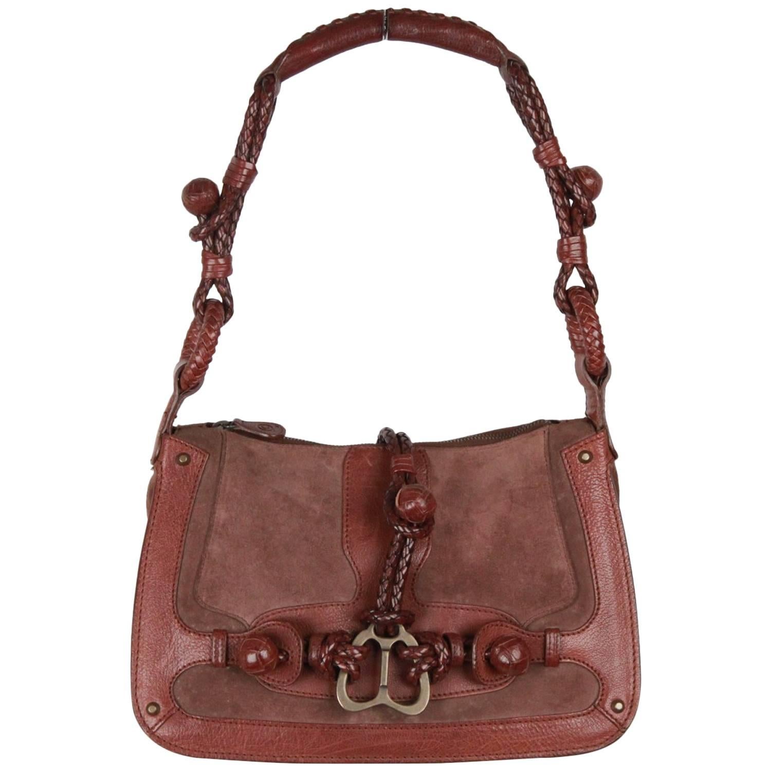 ALEXANDER MCQUEEN Brown Suede & Leather SHOULDER BAG