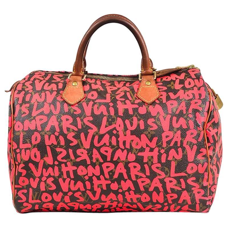 Louis Vuitton X Stephen Sprouse Hot Pink Brown Graffiti Monogram "Speedy 30" Bag For Sale