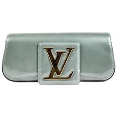 Louis Vuitton Grive Green Vernis Patent Leather 'LV' Logo Flap "SoBe" Clutch Bag