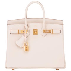 Hermès Craie 25cm Off White Swift Gold Hardware A Stamp Baby Birkin Bag