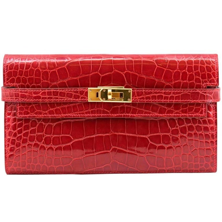 Hermes Red Crocodile Kelly Purse For Sale at 1stdibs