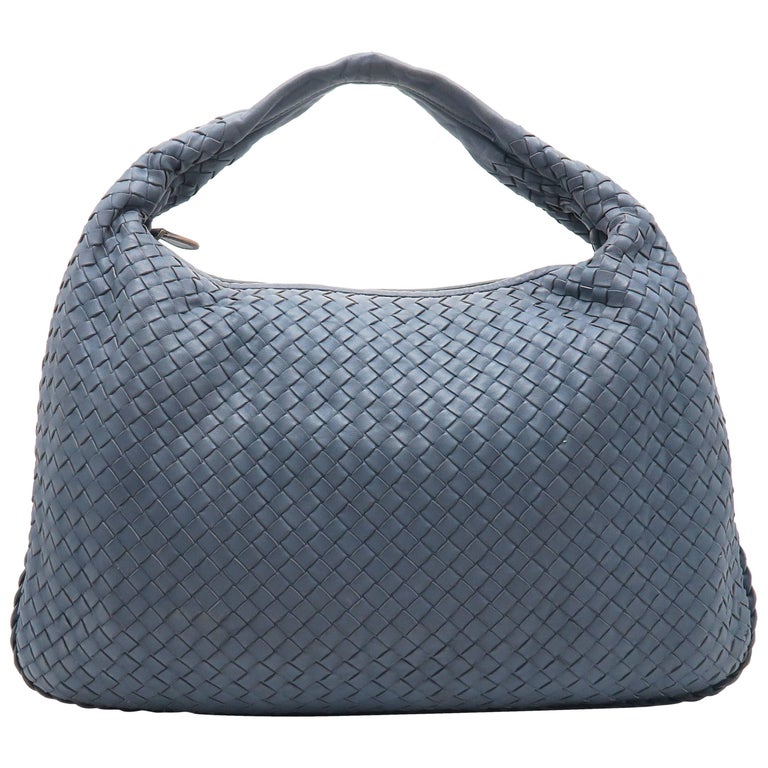 Bottega Veneta Blue Intrecciato Leather Hobo Bag For Sale at 1stDibs