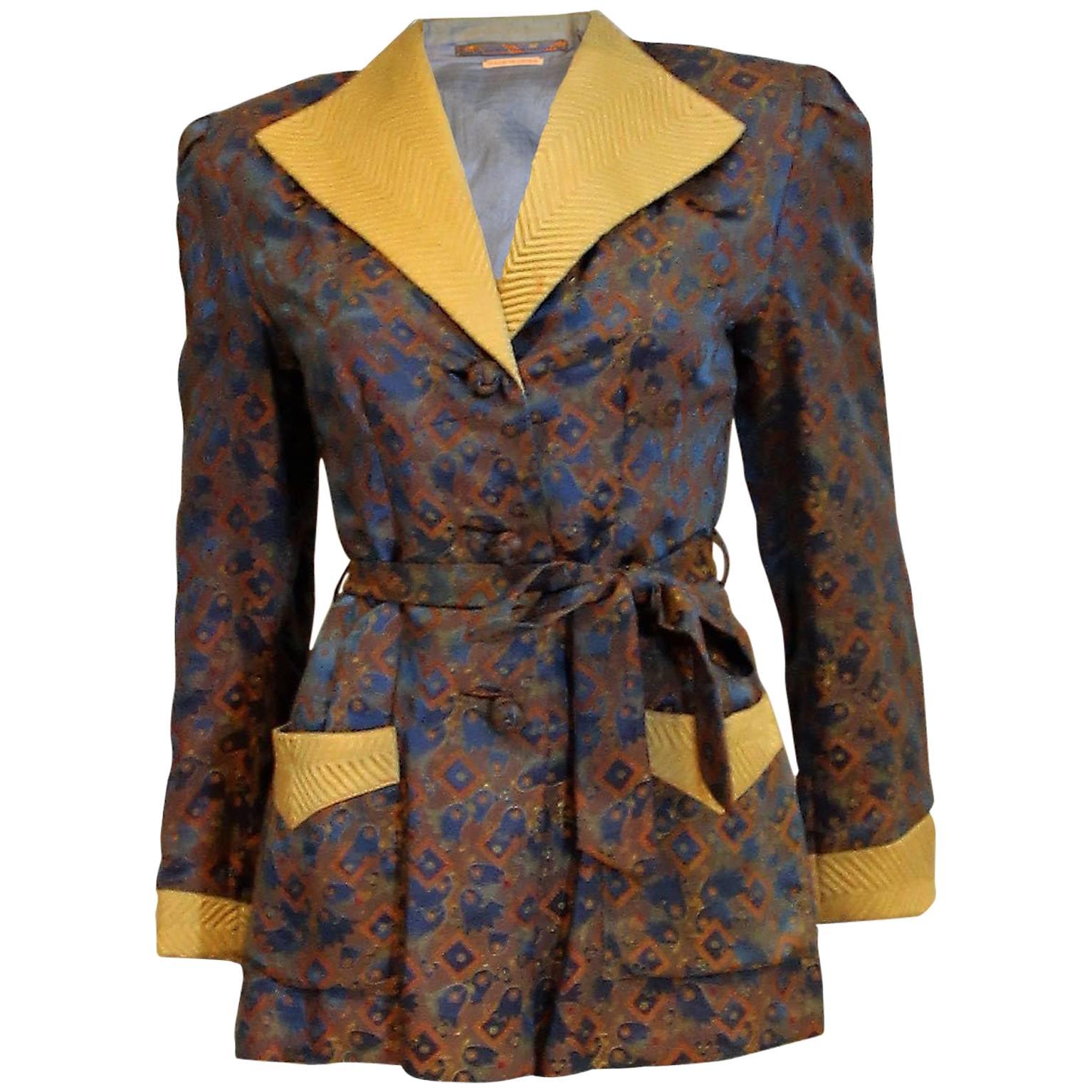 Blue and Gold Chinese Silk Jacket