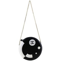 Chanel Black and White Lambskin Round Shaped Shoulder Bag