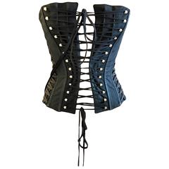 S/S 2002 Dolce & Gabbana Runway Black Lace-up Corset Strapless Top 40