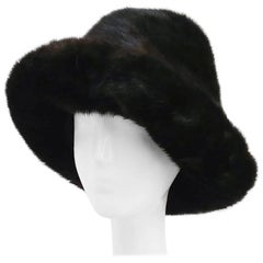 Vintage 70s Espresso Brown Mink Brimmed Hat