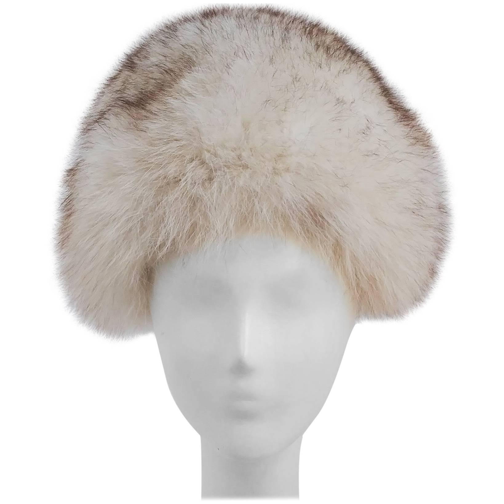 60s Gumdrop Shape White Fox Fur Hat at 1stDibs