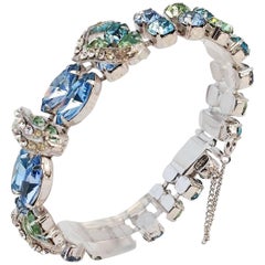 Retro 60s Eisenberg Blue & Green Crystal Bracelet