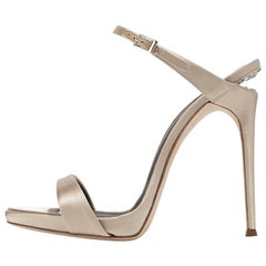 Giuseppe Zanotti New Sold Out Light Gold Satin Crystal Evening High Heels in Box