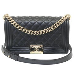 Chanel Medium Boy Bag Caviar Leather Gold 3