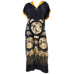 1930's Embroidered Silk Dress with Asian Motif 10