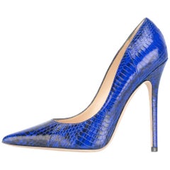 Jimmy Choo New Sold Out Blue Python High Heels Pumps in Box